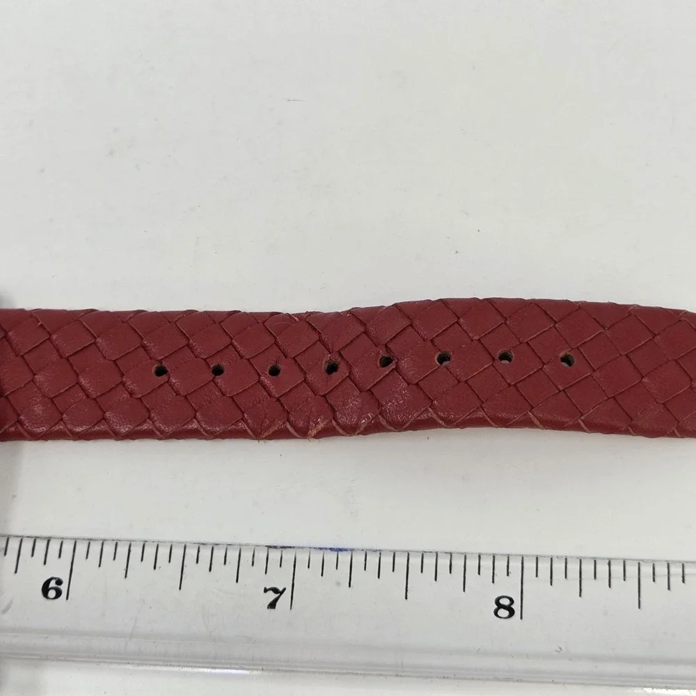 Joan Rivers Watch Women Gold Tone Red Basket Weave‎ Leather Band New Battery 9